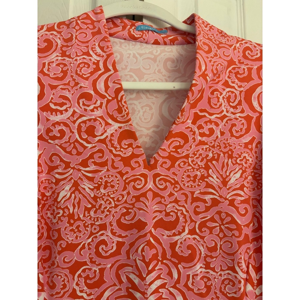 J.McLaughlin Coral & Pink Stretch Pull-On Dress | Size Medium - Picture 2 of 8